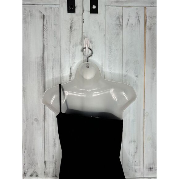 JOAH BROWN BLACK RIBBED KNIT ONE SHOULDER STRETCH MINI SIDE SLIT SLIP DRESS S/M - Picture 7 of 13